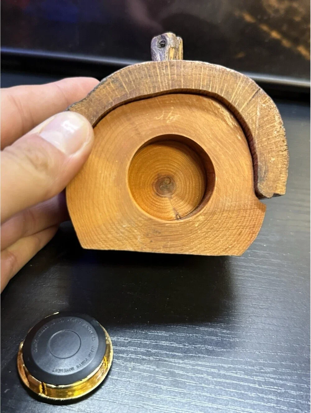 Vintage Frank Bateman Bisbee AZ Handcrafted Wood Mini Quartz Clock 3x3